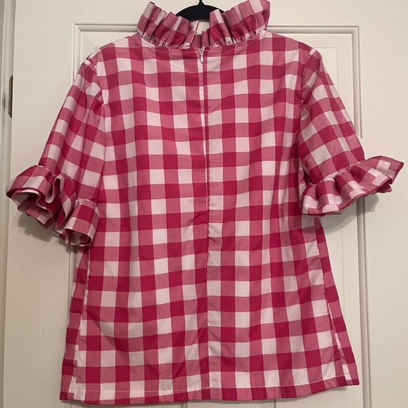 Pink Gingham Ruffle Blouse - Picture 2 of 3